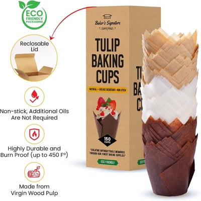 Fodere di Tulip Baking Paper Cup Cupcake della fodera del muffin 7,7 x 3,5 x 3,3 pollici