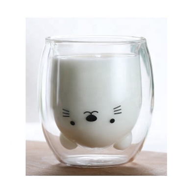 Tazze da latte ad alto contenuto di borosilicato Tazze da tè Tazza da caffè in vetro con orso a doppia parete isolata