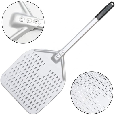 Pala per pizza in alluminio anodizzato duro da 66 cm Pala per pizza perforata in allumina argento da 12 pollici