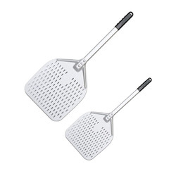Pala per pizza in alluminio anodizzato duro da 66 cm Pala per pizza perforata in allumina argento da 12 pollici