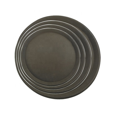 Vassoio in plastica rotondo antiscivolo commerciale Grandi piatti in plastica riciclata Vassoio da portata in gomma per bar