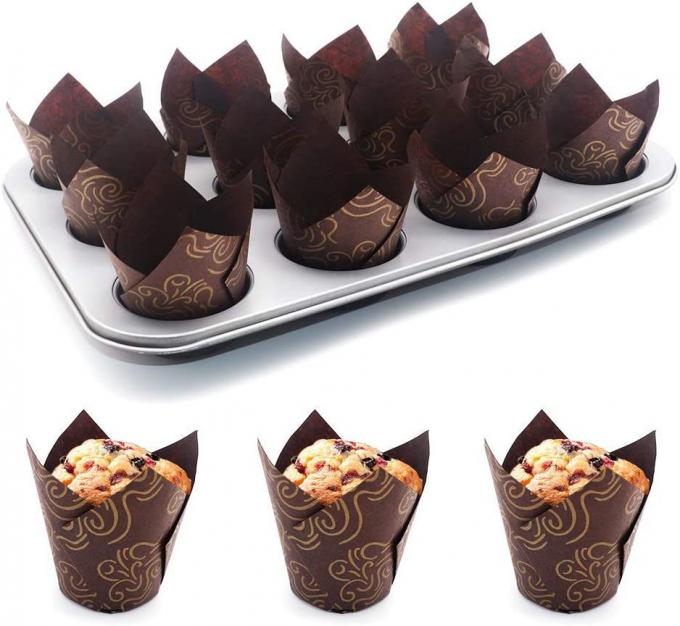 Involucri di carta bollenti del bigné della carta della fodera del muffin delle tazze di Rk Bakeware Cina Tulip Paper Cupcake Liners Paper